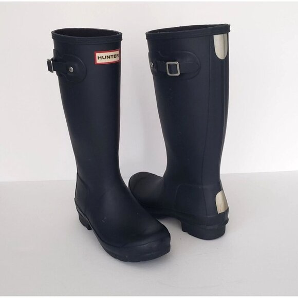 HUNTER Original Kids Classic Waterproof Tall Wellie Rain Boots Navy Blue - Picture 11 of 13